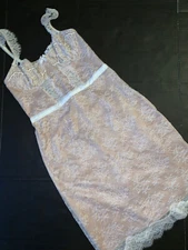 Victoria's Secret 36C/36D L corset DRESS gown slip beige WHITE lace Large $150+