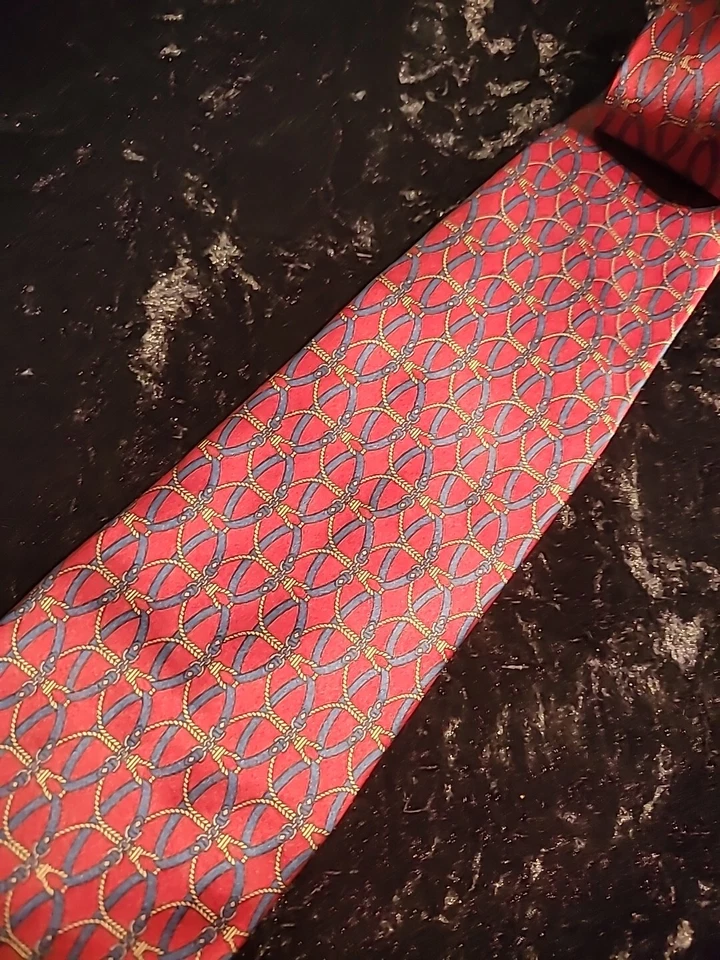 Traje Profesional Vintage Etienne Aigner Para Hombre Corbata Rojo Azul Cadena Foto 2 de 4