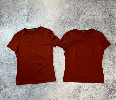 Loro Piana Women s T-Shirts Lot 2 Burnt Orange Cotton Knit Size 40 Made in Italy