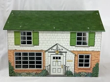 1950's Louis Marx MAR Toys Lithograph Tin Dollhouse 2 Story Colonial Vintage