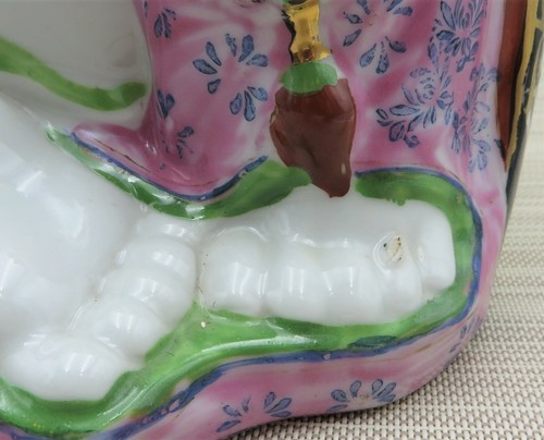 Antique 12" MARKED Chinese Figurine Famille Rose Laughing Buddha & 5 Children - Picture 10 of 12