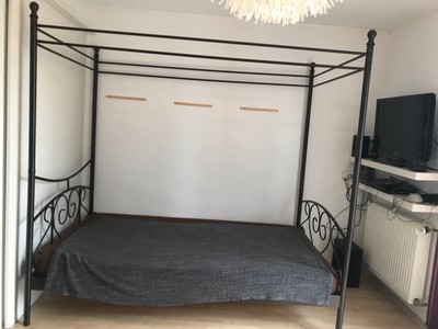 Ikea Bett 1 20x 2 00 M Schwarz Stahl Mit Lattenrost Top Zustand Ebay