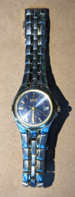 Vintage Citizen Women's Eco-Drive WR 100 Watch, Black Face w. Gold