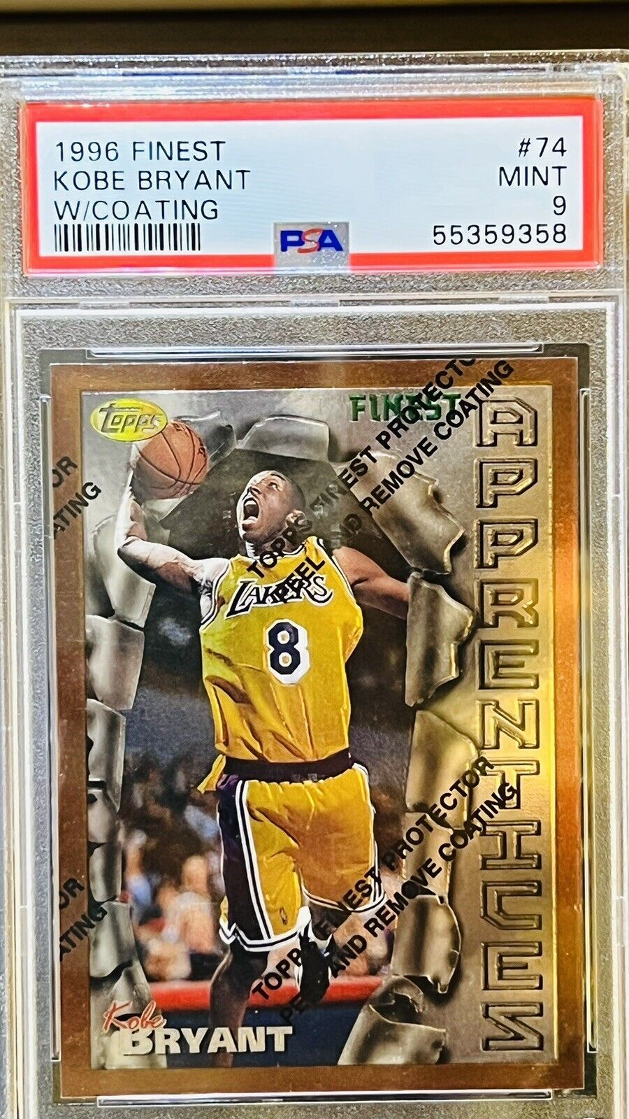 1996 TOPPS FINEST KOBE BRYANT RC PSA9