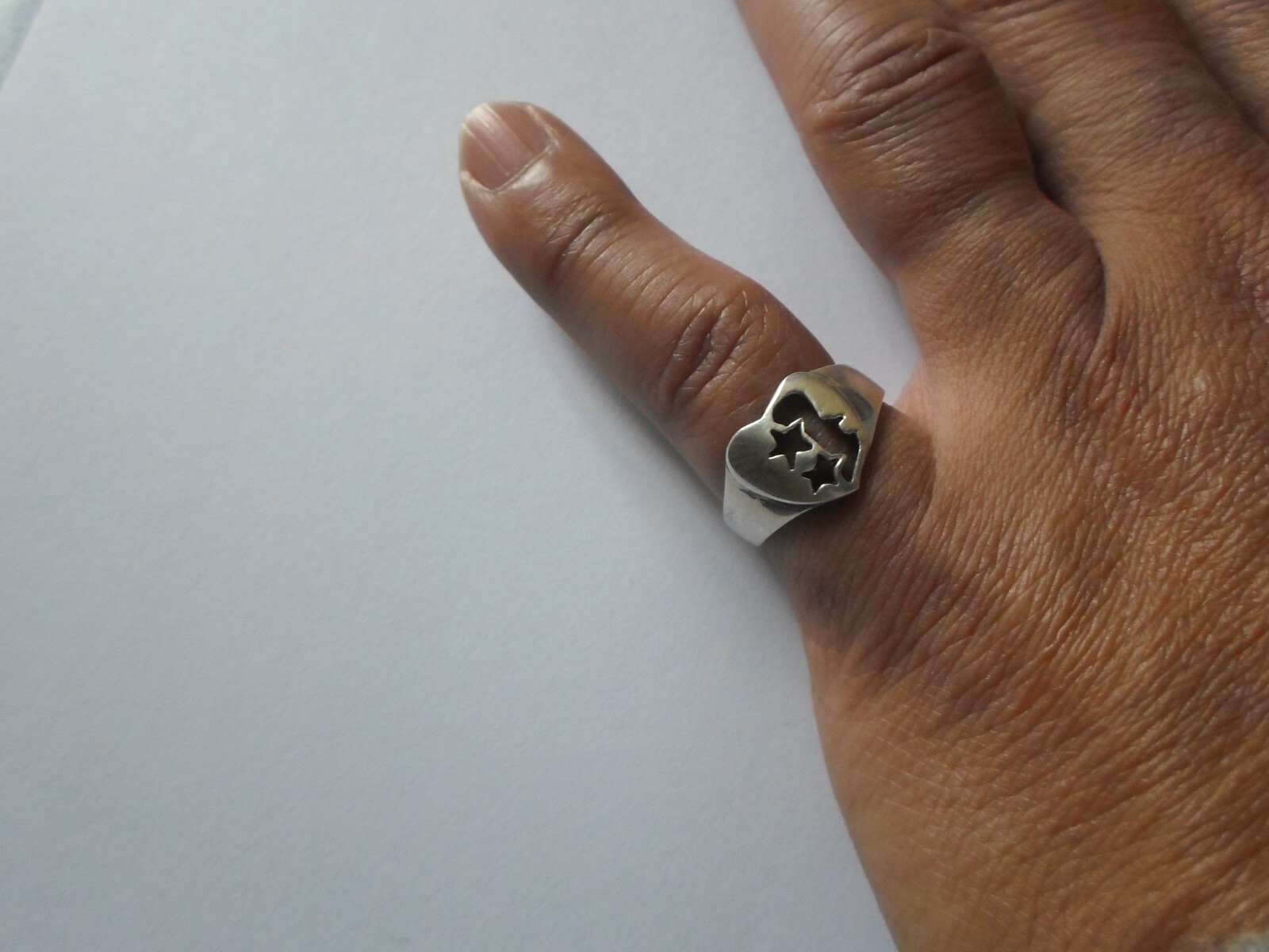 solid silver ring, openwork heart, size 52 - image 2