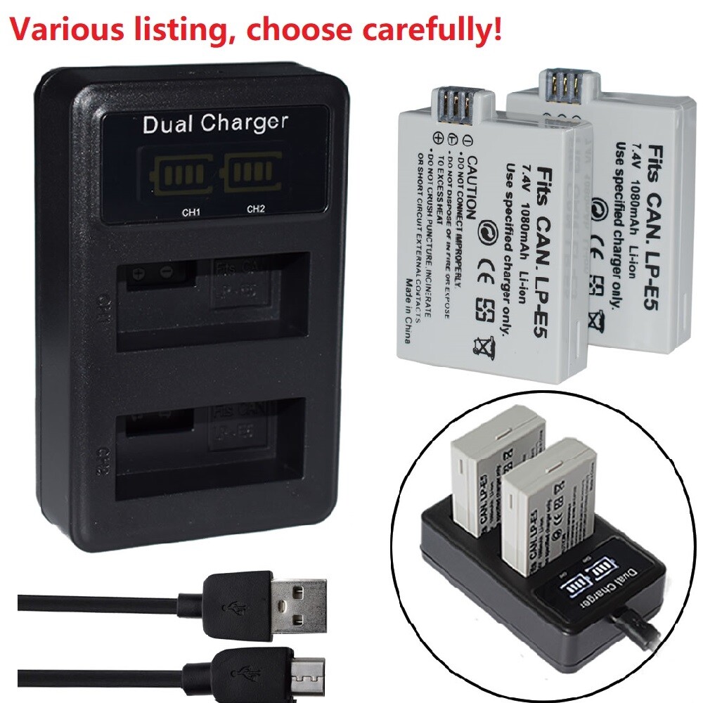 LP-E5 Battery or charger for Canon EOS Rebel XS, Rebel XSi, Rebel T1i  Cameras