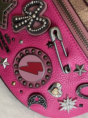 COACH SOUVENIR PINS HOT PINK LEATHER/SIG CANVAS BELT BAG 78003 | eBay