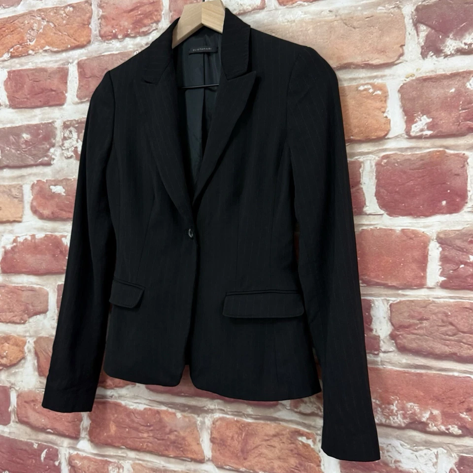 Elie Tahari Jacket Womens XXS Petite Black Blue Pinstriped Career Work Blazer - Image 3 of 4