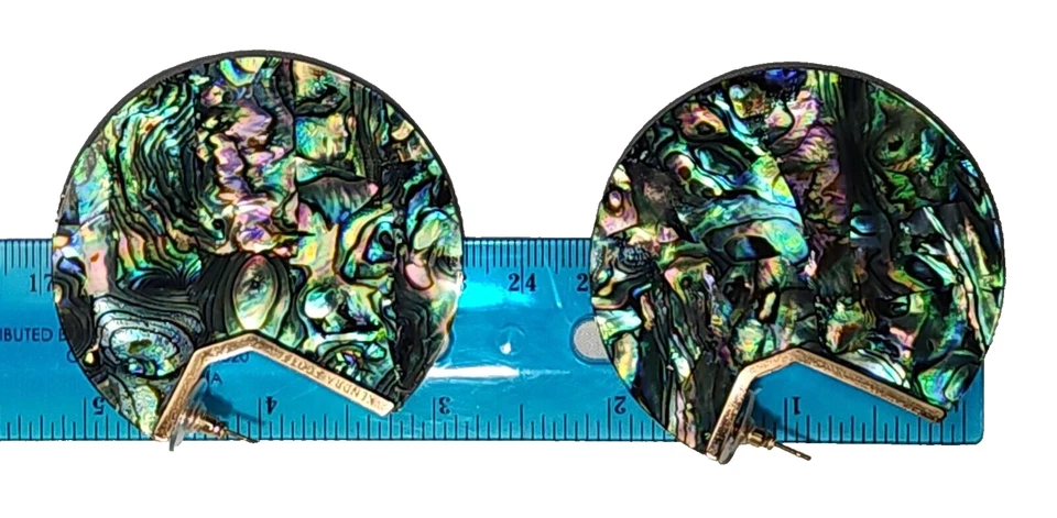 Pendientes perforados Kendra Scott Kai Abulón 14K GP Abulón 2,5 pulgadas Disco de perno prisionero Foto 3 de 4