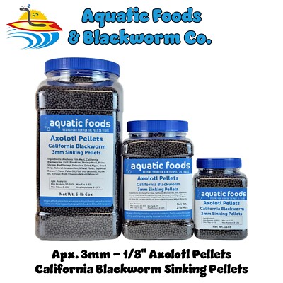 Axolotl Blackworm Pellets, California Blackworm 3mm Sinking Pellets. Jar