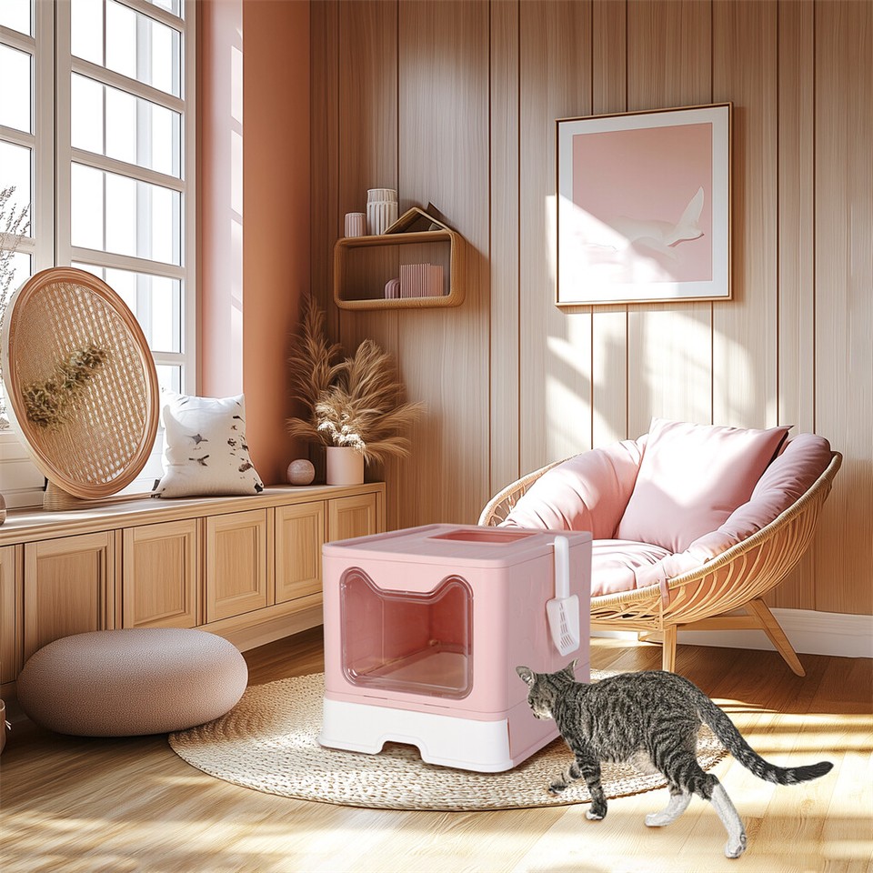 XXL Foldable Cat Litter Tray Box Top Entry Cats Toilet Drawer Design