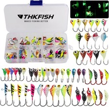 54Pcs/Box Ice Fishing Jigs Winter Lures Jigs Head Hooks Ice Fishing Hooks Kit US