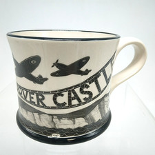 Moorland Pottery English Heritage Mug Spitfire, Dover Castle Black, New, Seconds