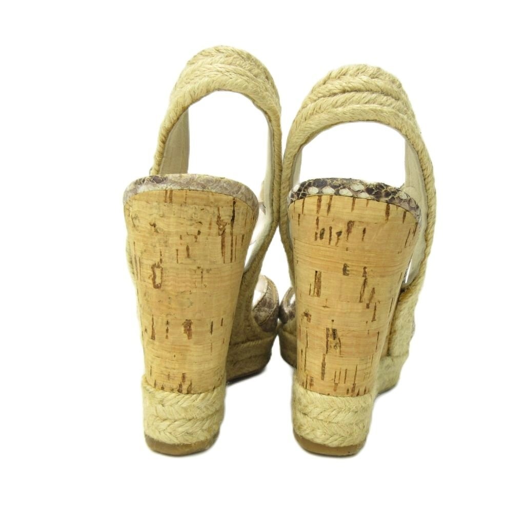 Rare Prada Wedge Sandals Python Leather Beige EU3… - image 5