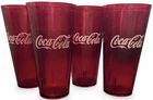 Vintage Coca Cola Red Plastic Restaurant Tumblers Cups Set Of 4 GET Houston TX