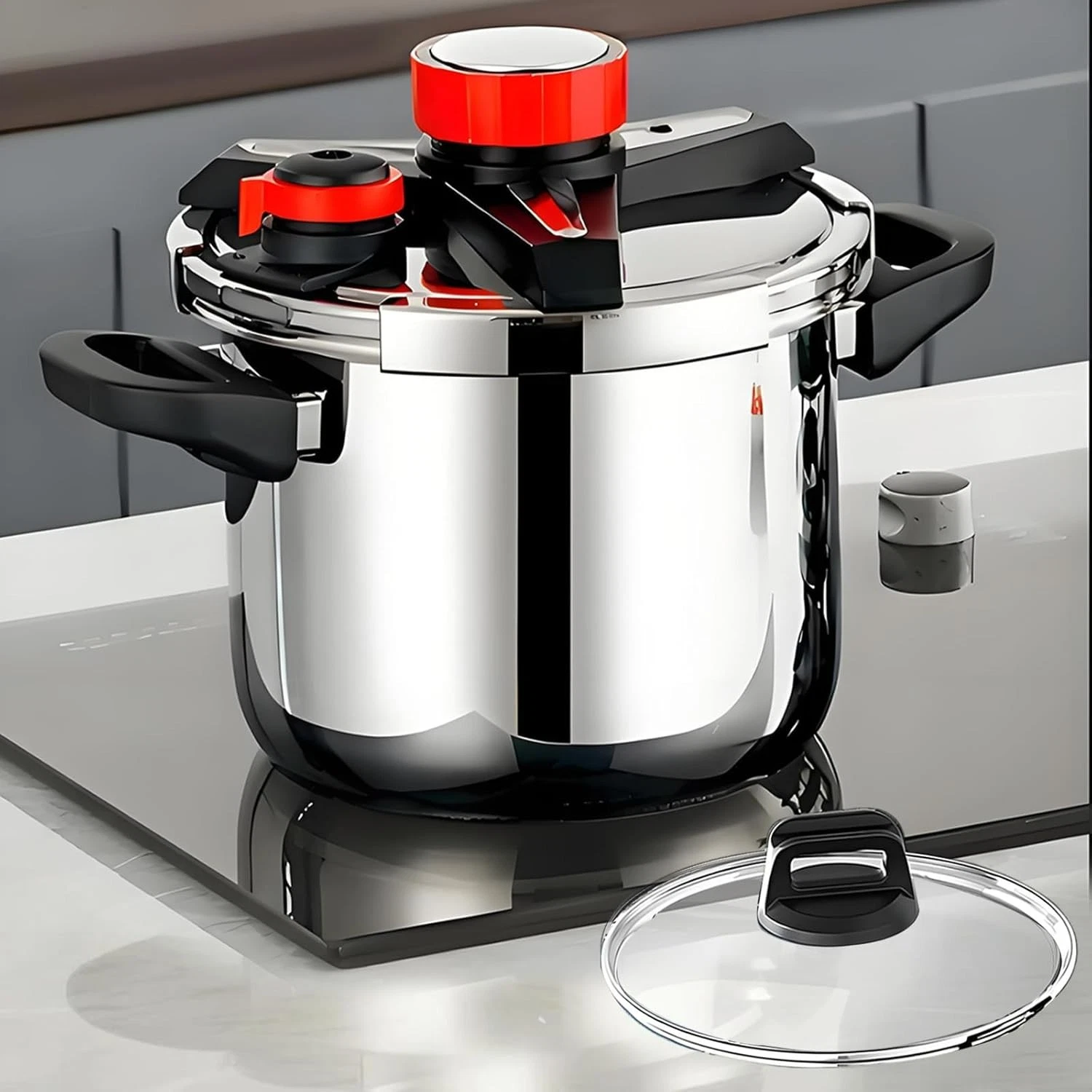 10 Qt Stainless Steel Pressure Cooker & Canner - One-Hand Locking, Induction Rea