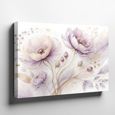 Purple Floral Canvas Wall Art Elegant Botanical Print for Stylish Home Decor