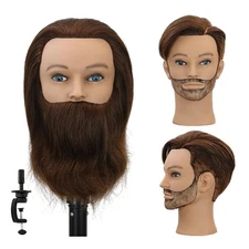 Sirydtm12" Barber Mannequin Head Male 100% Real Hair Blue eyes Mannequin Head...