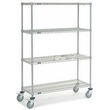 Nexel Chrome Wire Shelf Truck 48x18x69 1200 Pound Capacity with Brakes