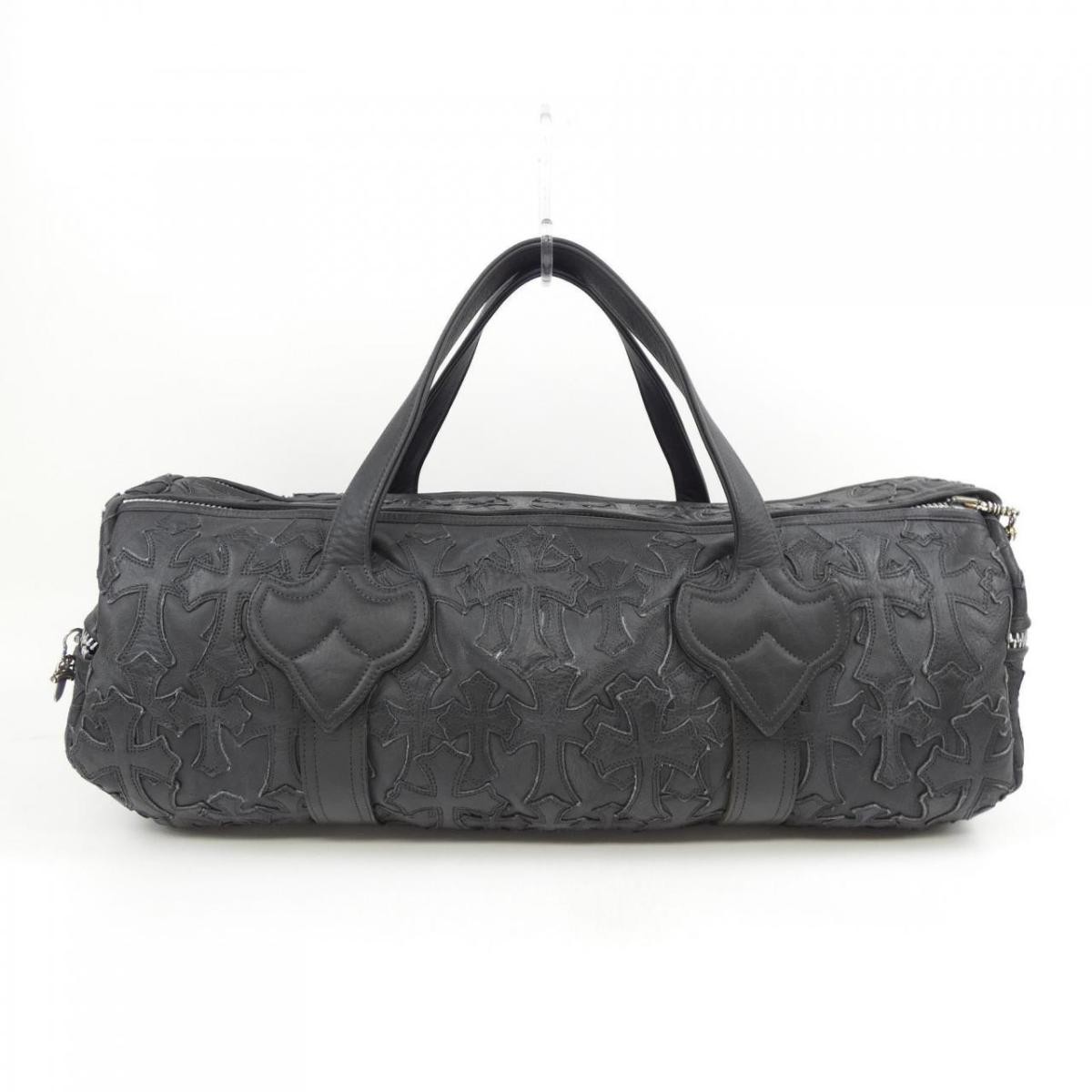 Chrome Hearts Duffle Gym Bag Black Leather 22x9x22 in image 3