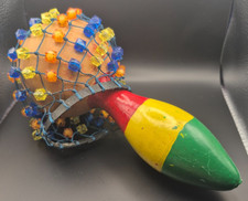 Cabasa Gourd  Multicolor Bead Shaker Shekere Percussion Instrument Rattle 9"