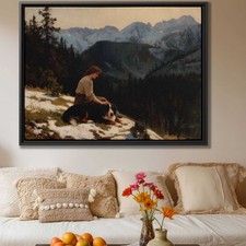 Bernese Mountain Dog Oil Painting Landscape Dog Artwork Wall Decor Canvas Print