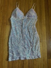 Fashion Nova Keep Your Shine Sequin Mini Dress - Blush Size L