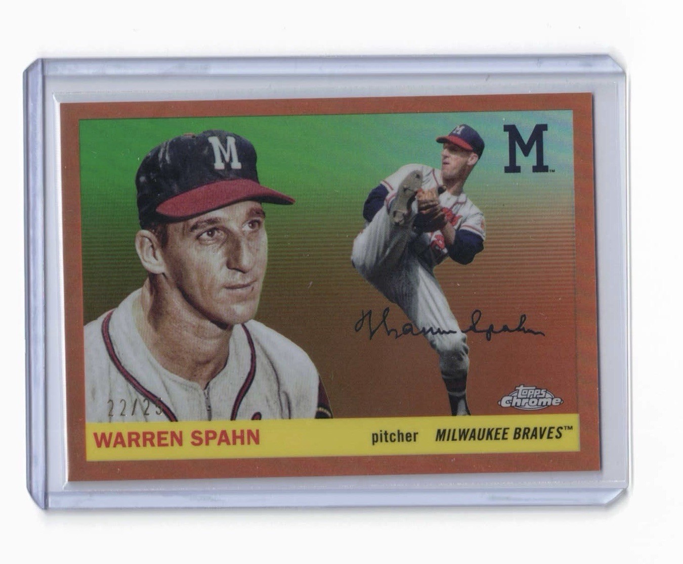 2025 Topps Chrome Platinum - Warren Spahn Orange Refractor /25 SP Braves
