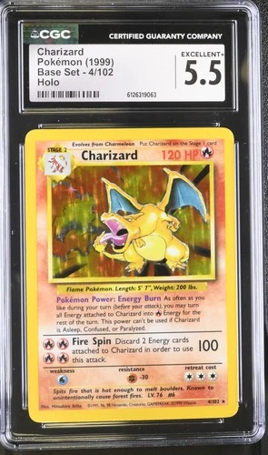 CGC 5.5 Charizard 1999 Base Set 4/102 Holo Pokemon Card