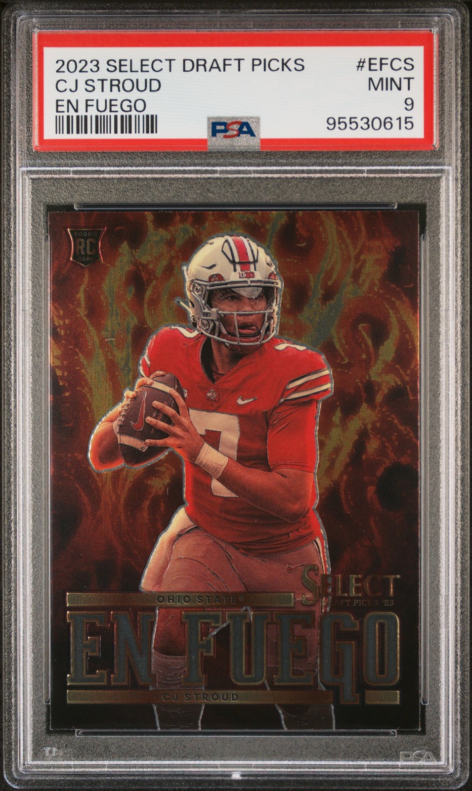 2023 CJ Stroud Panini Select Draft Picks En Fuego Rookie PSA 9 - Houston Texans