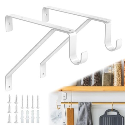 Pisman 10 Inch Heavy Duty Closet Rod Bracket Adjustable, Shelf Bracket with R...