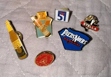 Vintage Liquor & Beer Magazine Lapel Pin Stella Corona Schwep Suze Pastis French