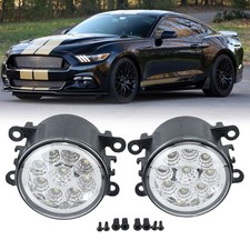 PAIR LED Clear Lens Bumper Fog Light Driving Lamp For Ford Mustang 2015-16 2017