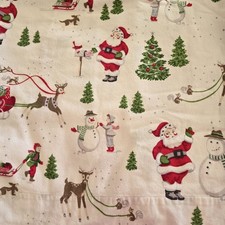 Pottery Barn Kids Heritage Santa Christmas Twin Flannel Flat Sheet