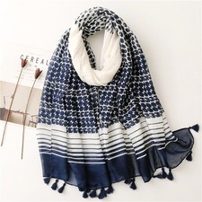 Women s Floral Viscose Scarf Lightweight Breathable Shawl Wrap Tassel Headscarf