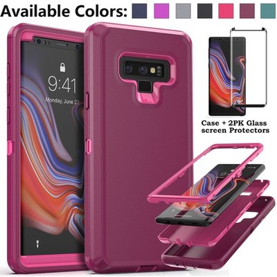 For Samsung Galaxy Note 9 S9 S8+ Case, Rugged Heavy Duty Cover & Tempered Glass