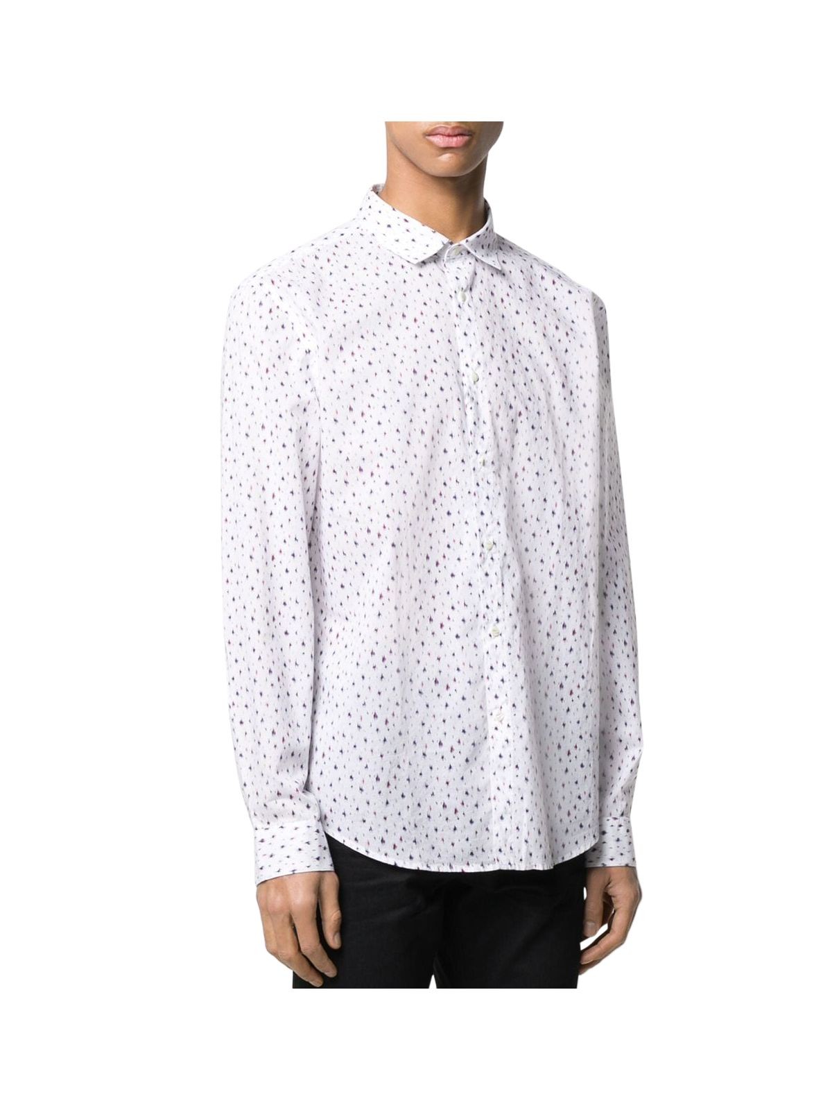 JOHN VARVATOS Mens White Printed Collared Classic Fit Shirt L 8490₽