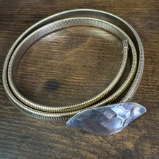 RETRO Vintage Gold Tone Buckle Coil Stretch Belt Stretchy 27" Long Snake