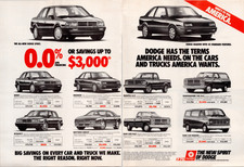 Vintage 1989 Dodge Print Ad Spirit Shadow Dakota Ramcharger Daytona Shelby Vintage 1989 Dodge Print Ad Spirit Shadow Dakota Ramcharger Daytona Shelby