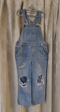 Wild Fable Distressed Ripped Denim Overalls Light Wash Cropped SIZE LARGE