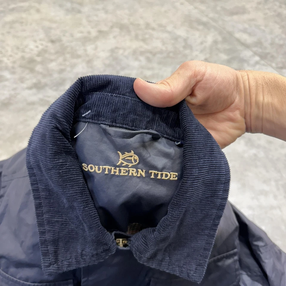 Chaqueta Southern Tide Adulto XS Azul Marino Recubierta Chaqueta de Campo Pana Cuello Cuadros Foto 3 de 4