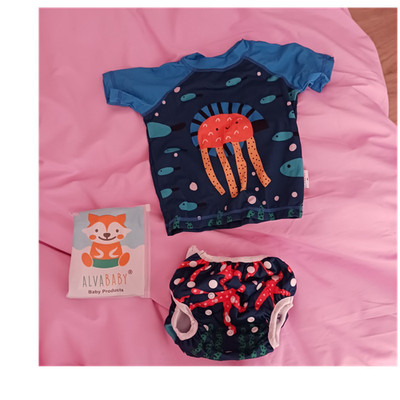 ALVABABY Schwimmset 2-teilig Meerestiere blau Einheitsgröße Badeshirt Badehose