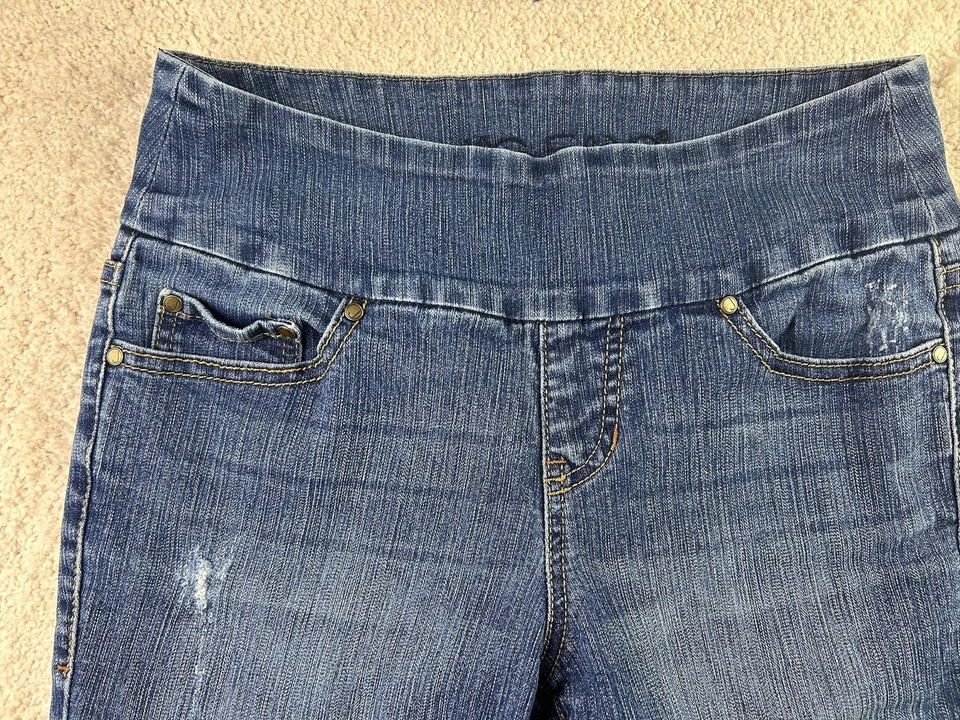 Calça jeans Jag feminina 4 azul cintura alta skinny stretch pull on jeans desgastado - Imagem 3 de 4