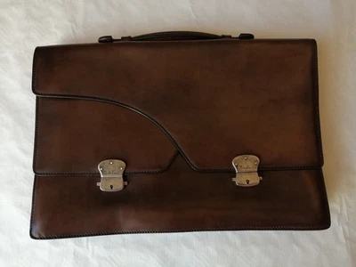 BERLUTI ECRITOIRE SCRITO PORTE DOCUMENT EN CUIR MARRON - NEUF SANS ETIQUETTES - Photo 1/4