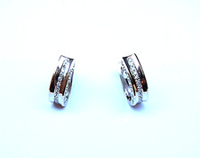 14K White Gold Earrings  Bezel Set Natural  Round Diamonds 0.24 Carat Tol -24Pcs