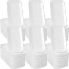 Foam Meat Trays 100 Pcs White 8.3x4.4 Inch Disposable Printmaking DIY Art Craft