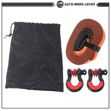 3 X 30 Heavy Duty Recovery Tow Strap Kit 31500lb W 2 Blk 34 D-ring Shackles