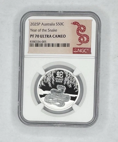 2025 P Australia 1/2oz PROOF Silver Year of the SNAKE NGC PF70⭐️SERIES 3 LUNAR⭐️