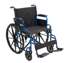 Drive Medical Blue Streak Lightweight Wheelchair - 18 in Seat - Portable Folding
