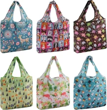 Shopping Bags Reusable Grocery Bags Foldable 6 Pack -50Lbs Heavy Duty Foldable  